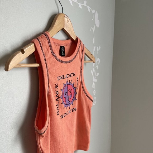Urban Outfitters Delicate & Balance Orange Cropped Tank Top - Picture 3 of 8